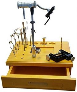 Elegant Wooden Fly Tying Station with Tools
